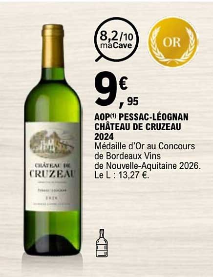 AOP(1) PESSAC-LÉOGNAN CHÂTEAU DE CRUZEAU 2024
