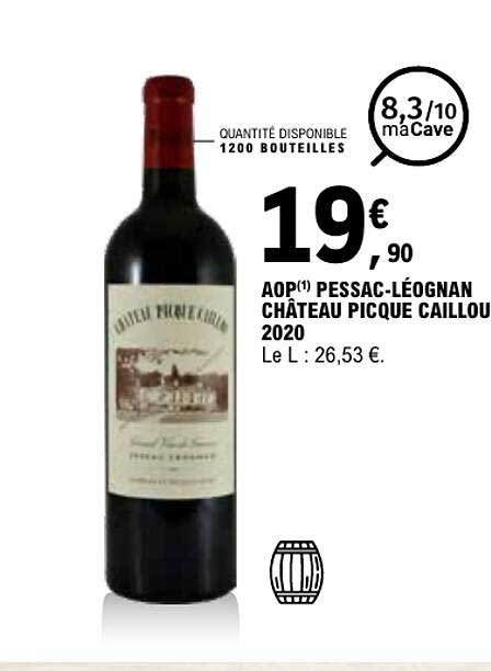 AOP(1) PESSAC-LÉOGNAN CHÂTEAU PICQUE CAILLOU 2020