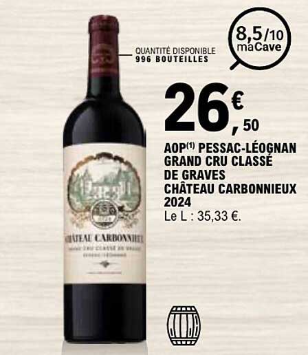 AOP(1) PESSAC-LÉOGNAN GRAND CRU CLASSÉ DE GRAVES CHÂTEAU CARBONNIEUX 2024