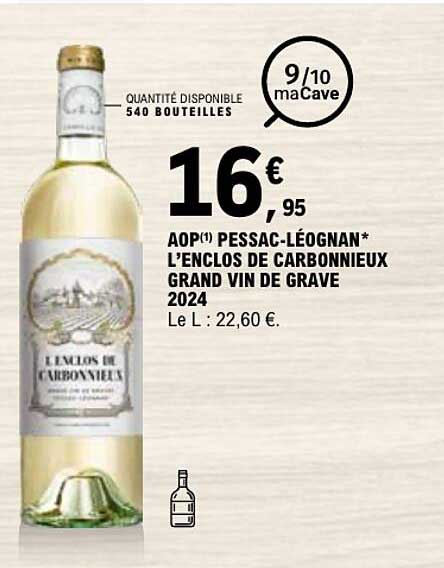 AOP(1) PESSAC-LÉOGNAN* L'ENCLOS DE CARBONNIEUX GRAND VIN DE GRAVE 2024