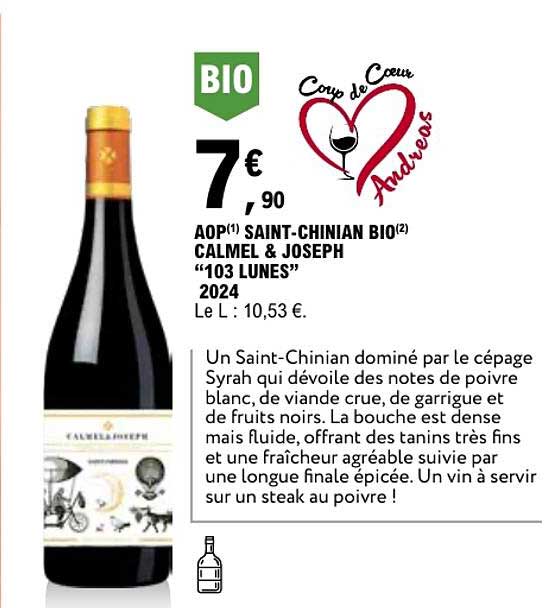 AOP(1) SAINT-CHINIAN BIO(2) CALMEL & JOSEPH "103 LUNES" 2024