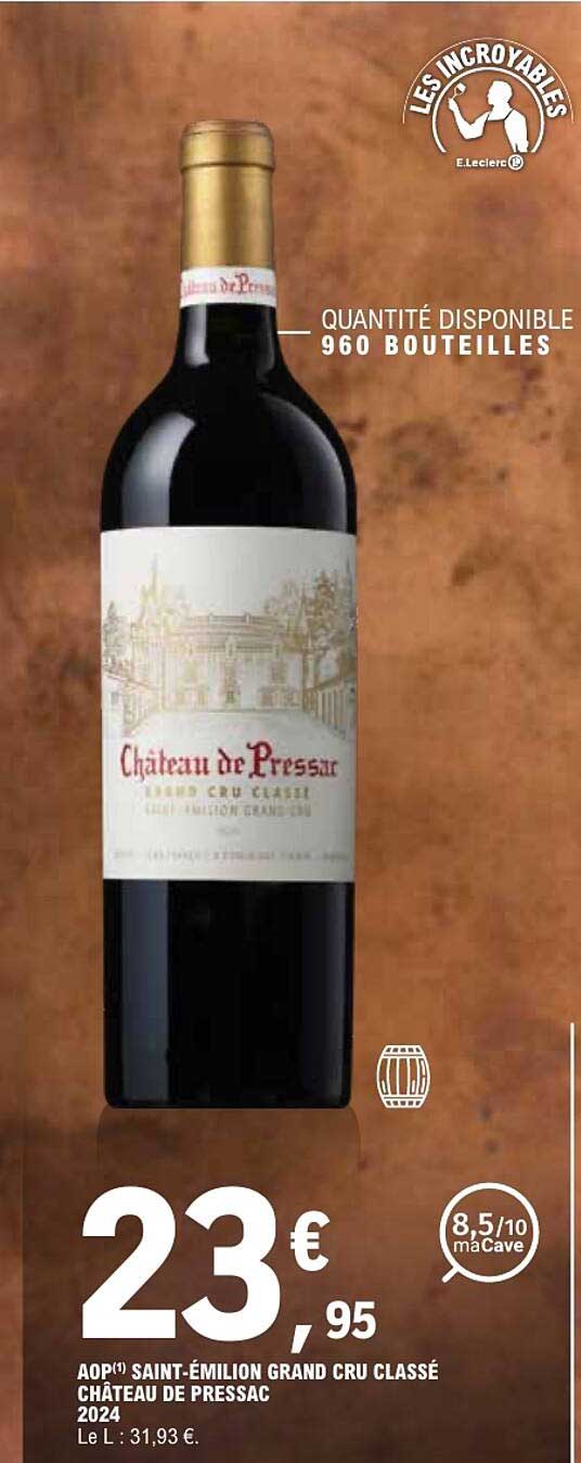 AOP(1) SAINT-ÉMILION GRAND CRU CLASSÉ CHÂTEAU DE PRESSAC 2024