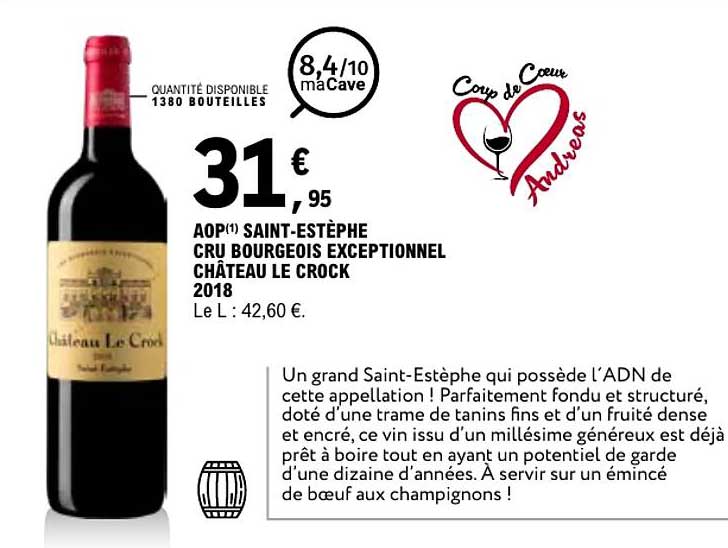 AOP(1) SAINT-ESTÈPHE CRU BOURGEOIS EXCEPTIONNEL CHÂTEAU LE CROCK 2018