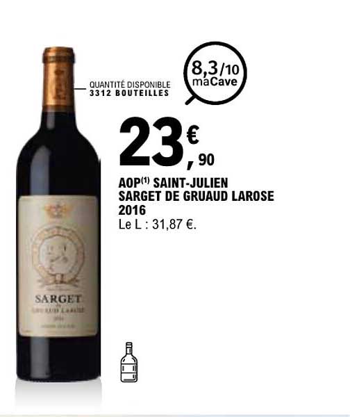 AOP(1) SAINT-JULIEN SARGET DE GRUAUD LAROSE 2016