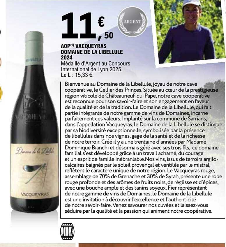 AOP(1) VACQUEYRAS DOMAINE DE LA LIBELLULE 2024