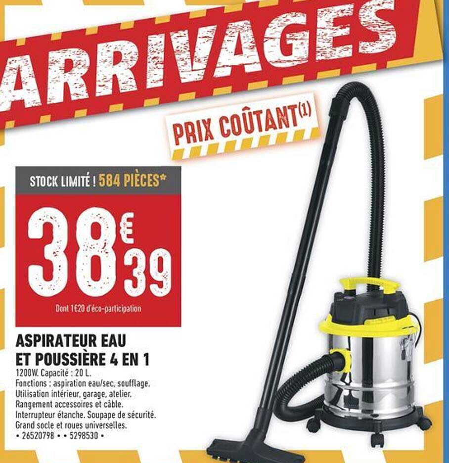 ASPIRATEUR EAU ET POUSSIÈRE 4 EN 1