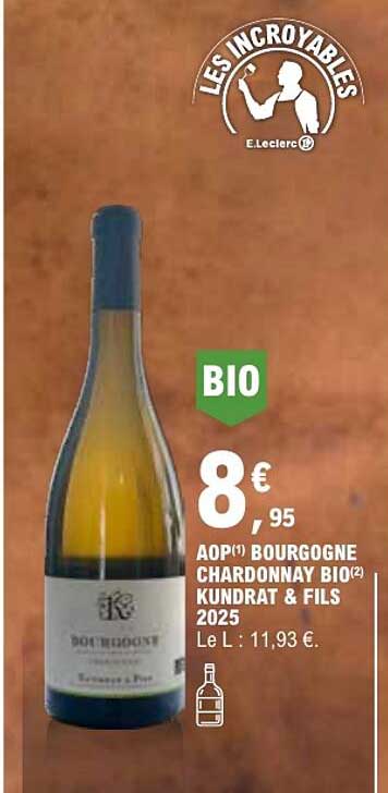 BIO AOP BOURGOGNE CHARDONNAY BIO KUNDRAT & FILS 2025