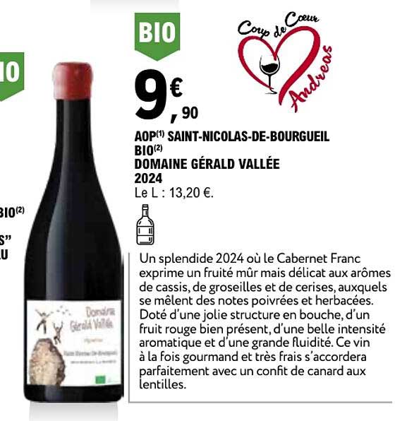 BIO AOP SAINT-NICOLAS-DE-BOURGUEIL BIO DOMAINE GÉRALD VALLÉE 2024