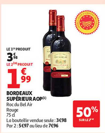 BORDEAUX SUPÉRIEUR AOP(1) Roc du Bel Air Rouge 75 cl