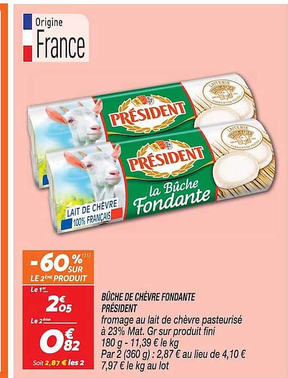 BÛCHE DE CHÈVRE FONDANTE PRÉSIDENT