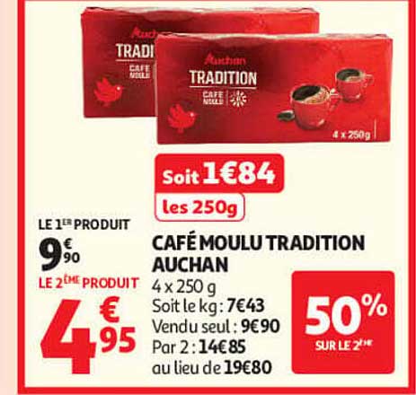CAFÉ MOULU TRADITION AUCHAN