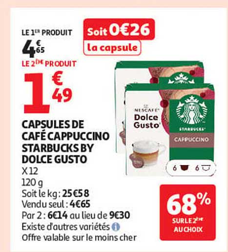 CAPSULES DE CAFÉ CAPPUCCINO STARBUCKS BY DOLCE GUSTO X12 120 g