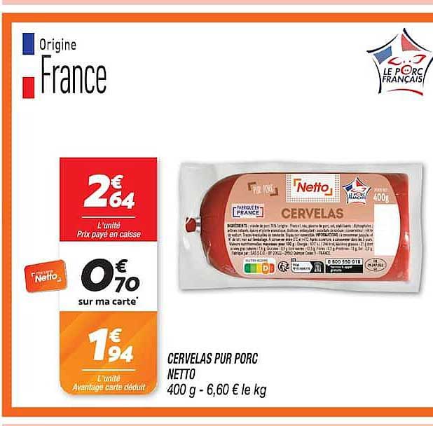 CERVELAS PUR PORC NETTO