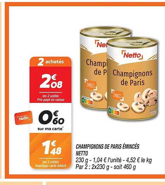 CHAMPIGNONS DE PARIS ÉMINCÉS NETTO