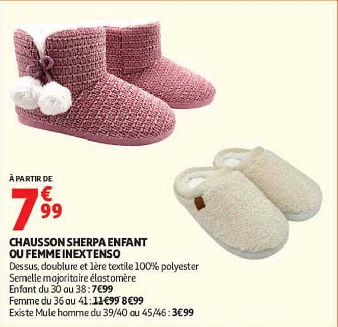 CHAUSSON SHERPA ENFANT OU FEMME INEXTENSO
