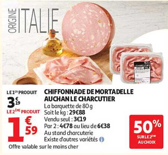 CHIFFONNADE DE MORTADELLE AUCHAN LE CHARCUTIER