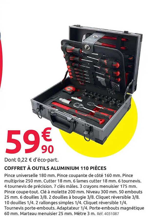COFFRET À OUTILS ALUMINIUM 110 PIÈCES