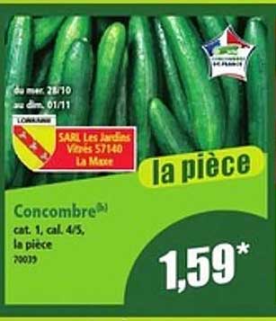Concombre cat. 1, cal. 4/5, la pièce