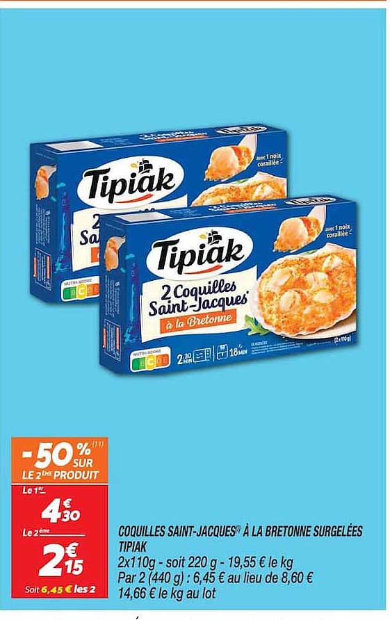 COQUILLES SAINT-JACQUES® À LA BRETONNE SURGELÉES TIPIAK