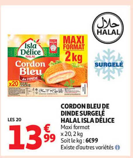 CORDON BLEU DE DINDE SURGELÉ HALAL ISLA DÉLICE