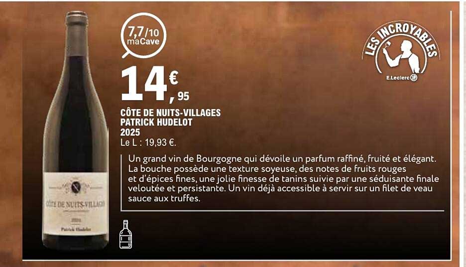 CÔTE DE NUITS-VILLAGES PATRICK HUDELOT 2025