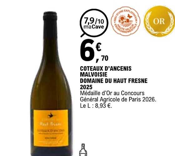 COTEAUX D’ANCENIS MALVOISIE DOMAINE DU HAUT FRESNE 2025