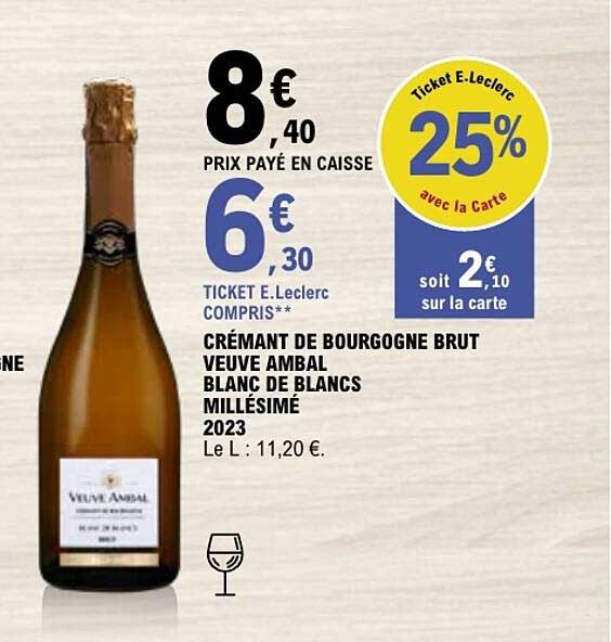 CRÉMANT DE BOURGOGNE BRUT VEUVE AMBAL BLANC DE BLANCS MILLÉSIMÉ 2023