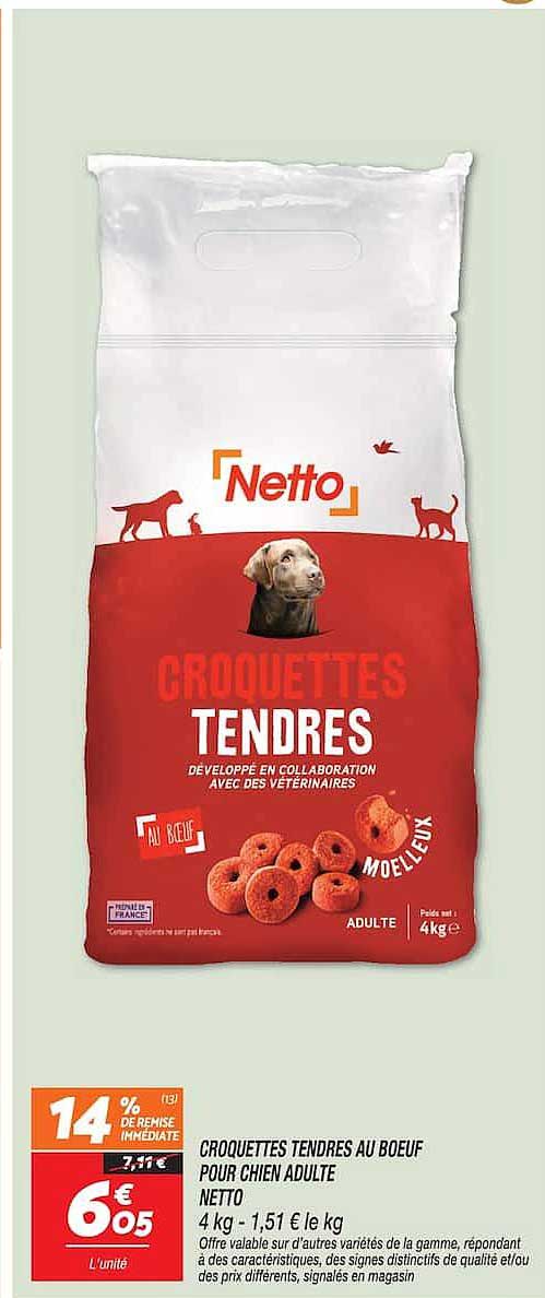 CROQUETTES TENDRES AU BŒUF POUR CHIEN ADULTE NETTO