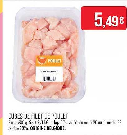 CUBES DE FILET DE POULET