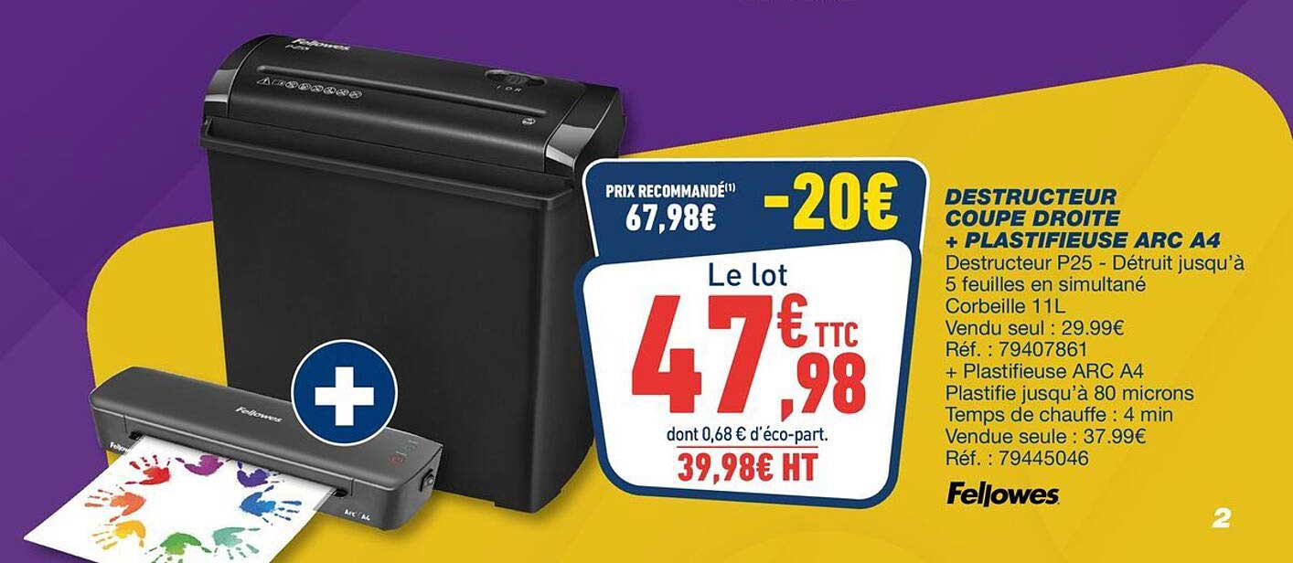 DESTRUCTEUR COUPE DROITE + PLASTIFIEUSE ARC A4