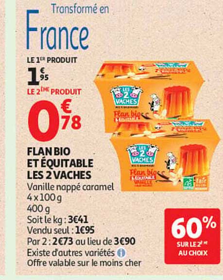 FLAN BIO ET ÉQUITABLE LES 2 VACHES