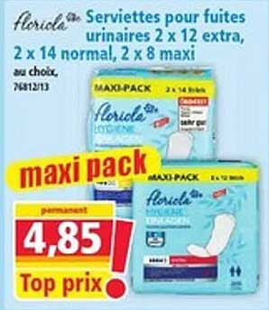 Floréal Serviettes pour fuites urinaires 2 x 12 extra, 2 x 14 normal, 2 x 8 maxi au choix