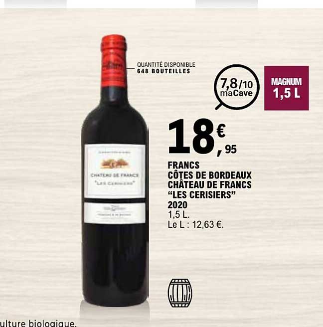 FRANCS CÔTES DE BORDEAUX CHÂTEAU DE FRANCS “LES CERISIERS” 2020