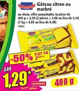Gâteau citron ou marbré