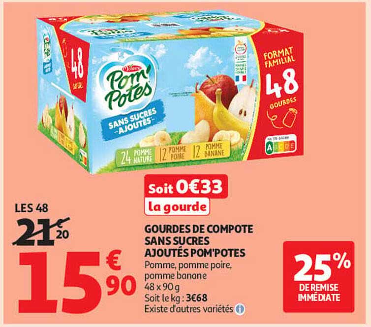 GOURDES DE COMPOTE SANS SUCRES AJOUTÉS POM’POTES