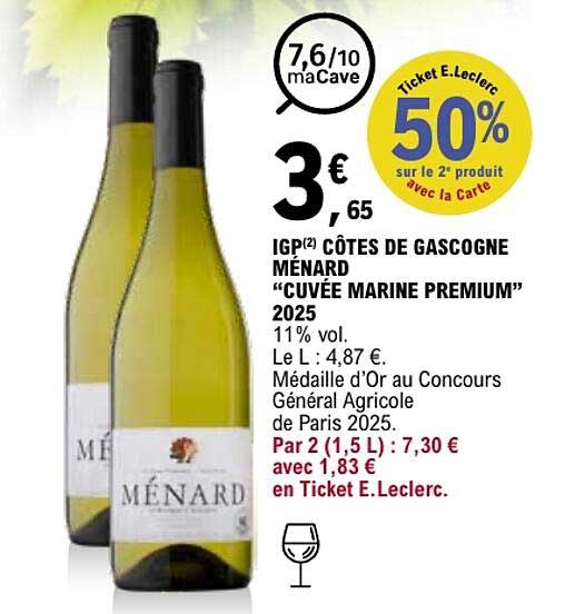 IGP CÔTES DE GASCOGNE MÉNARD “CUVÉE MARINE PREMIUM” 2025