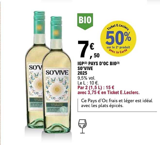 IGP PAYS D'OC BIO SO'VIVE 2025