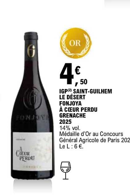 IGP(2) SAINT-GUILHEM LE DÉSERT FONJOYA À CŒUR PERDU GRENACHE 2025
