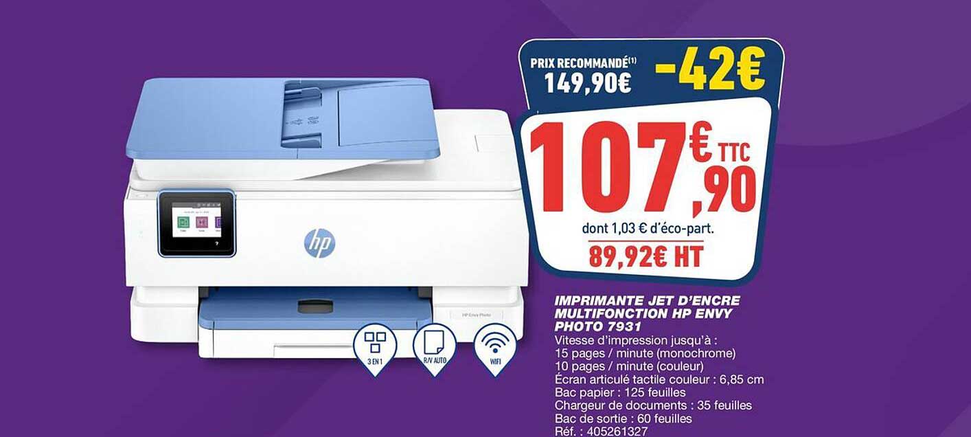 IMPRIMANTE JET D'ENCRE MULTIFONCTION HP ENVY PHOTO 7931