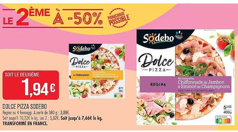 LE 2ÈME À -50% PANIACHAGE POSSIBLE