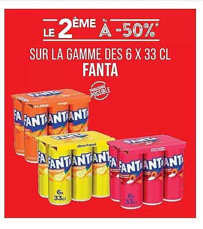 LE 2ÈME À -50%* SUR LA GAMME DES 6 X 33 CL FANTA