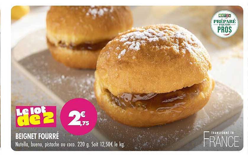 Le lot de 2 BEIGNET FOURRÉ