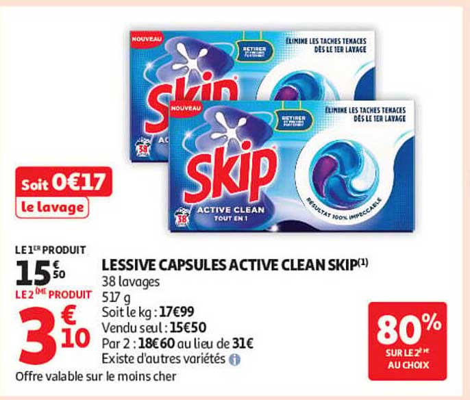 LESSIVE CAPSULES ACTIVE CLEAN SKIP(1)