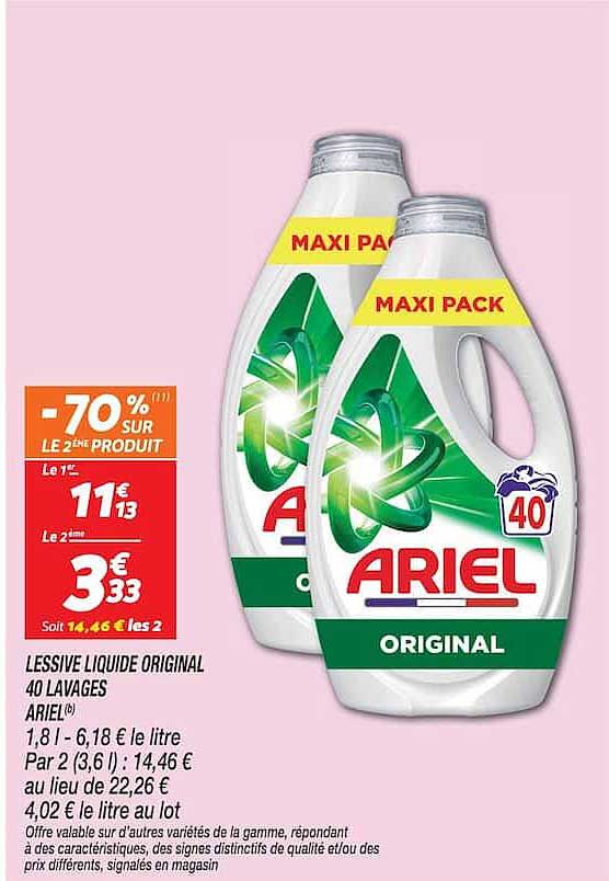 LESSIVE LIQUIDE ORIGINAL 40 LAVAGES ARIEL