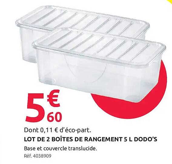 LOT DE 2 BOÎTES DE RANGEMENT 5 L DODO’S