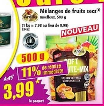 Mélanges de fruits secs moelleux, 500 g