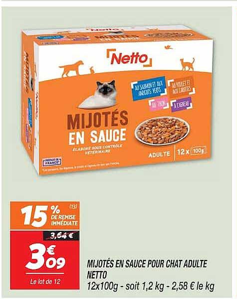 MIJOTÉS EN SAUCE POUR CHAT ADULTE NETTO