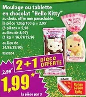 Moulage ou tablette en chocolat "Hello Kitty"