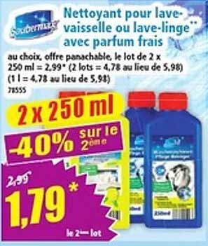 Nettoyant pour lave-vaisselle ou lave-linge avec parfum frais