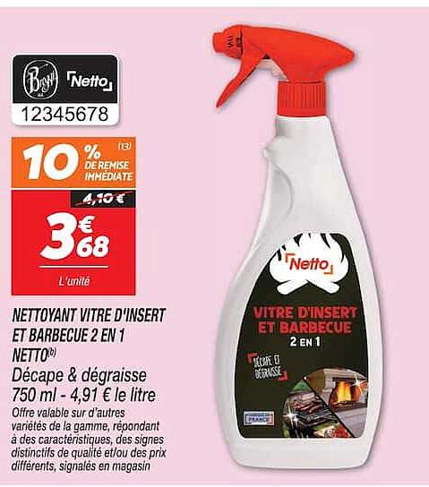 NETTOYANT VITRE D’INSERT ET BARBECUE 2 EN 1 NETTO®